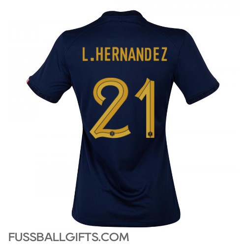 Frankreich Lucas Hernandez #21 Fußballbekleidung Heimtrikot Damen WM 2022 Kurzarm